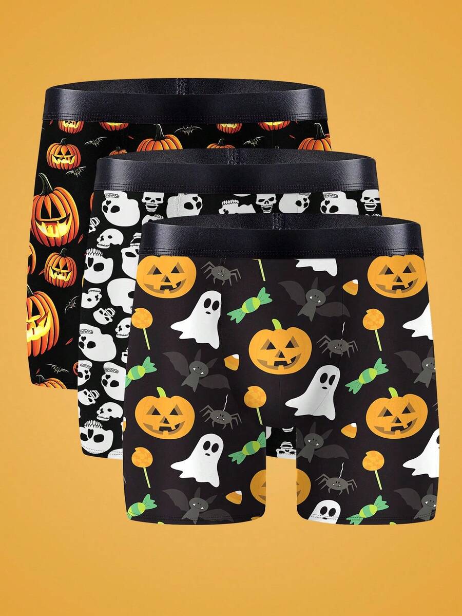 Notgurli 3pcs/Pack Halloween Funny Element Men's Boxer Briefs Funny Boxers For Men - Multicolor - View 1