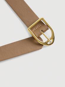 SHEIN MOD 加大码咖啡棕色盖袖翻领前开皮带纽扣西装外套，短款风衣背心 - 咖啡棕 - 查看 8