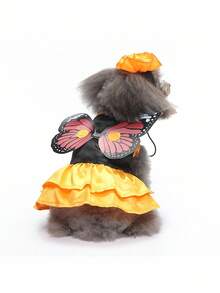 PETSIN 万圣节仙女蝴蝶翅膀服装，可爱小猫/小狗宠物角色扮演服装 - 彩色 - 查看 1