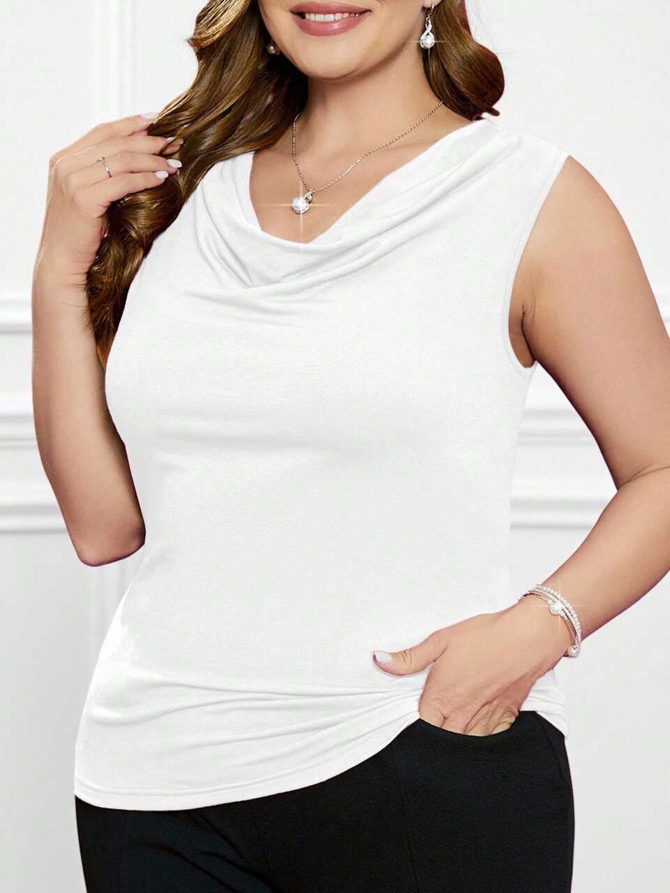 Valentine's Day Plus Size Women'S Draped Neck Tank Top