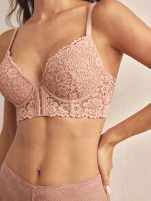 Charlaine Áo ngực ren gợi cảm cài trước, nâng đỡ, có gọng cho ngực nhỏ, chống chảy xệ - Lạc đà - Xem 3