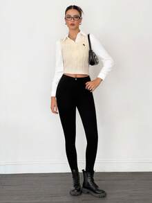 SHEIN Tall Women's Casual Fall Winter Cable Knit Sweater Vest Sweater Vest For Women Preppy Vest Cable Knit Vest,Tops For School In Fall/Winter