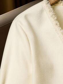 Lacomfia 2025 New V-Neck Tassel Single-Breasted Slimming Jacket Fall Winter Cloth For Women - Apricot - View 5