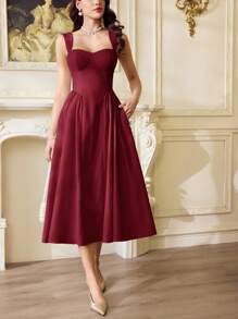 Vintamour 复古优雅女式口袋连衣裙 休闲茶会连衣裙 节日派对 女士夏季服装 度假服装 女士白色连衣裙 女士夏季连衣裙 女士白色连衣裙 舞会礼服 束腰礼服 女士正式礼服 女士生日礼服 婚礼宾客礼服 女士复活节春季连衣裙 女士夏季服装 女士春季服装 复活节礼服 女士生日服装 婚纱 春假 - 酒紅色 - 查看 3