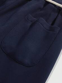 ROMWE MEN Prep 男士字母印花宽松休闲运动裤 - 藍色 - 查看 5