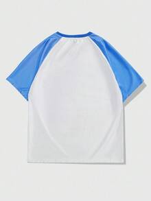 ROMWE MEN Paul Frank X ROMWE Men's Summer Casual Monkey Print Short Sleeve T-Shirt - Blue and White - View 2