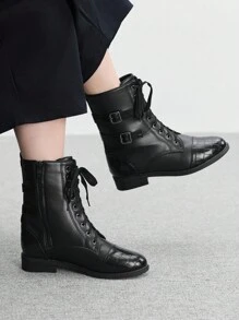 CUCCOO BIZCHIC 时尚百搭的系带女式踝靴 - 黑色 - 查看 1