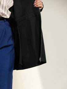 Momelise 大码女装韩版休闲运动优雅宽松抽绳腰长袖夹克，夏季女装 - 黑色 - 查看 10