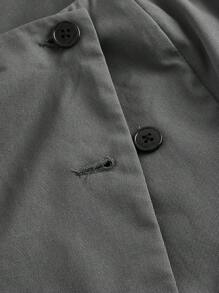 SHEIN MOD 2 件套灰色双排扣 V 领背心和裤子套装，办公室着装，复古优雅风格，学院时尚，职业，教堂女装 - 灰色 - 查看 3