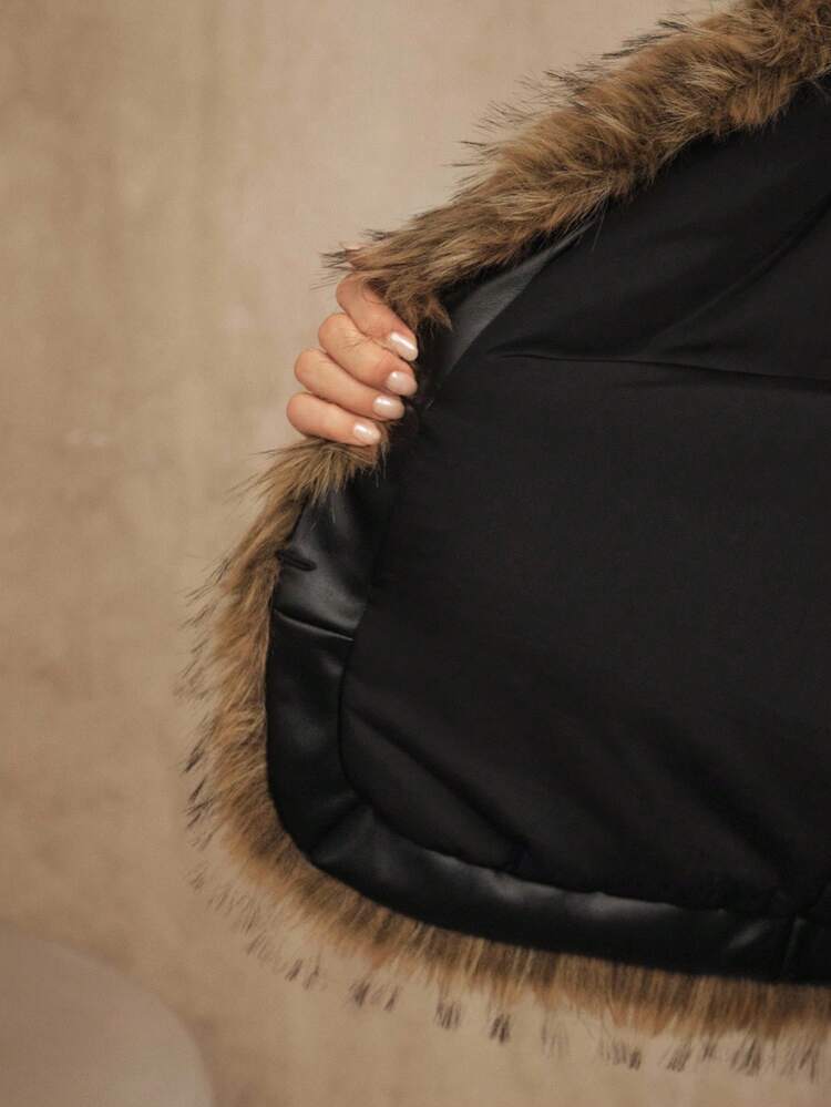 Women's Autumn/Winter Long Sleeve Pockets Loose Faux Fur Jacket, Suitable For Daily Wear, Party And Gathering