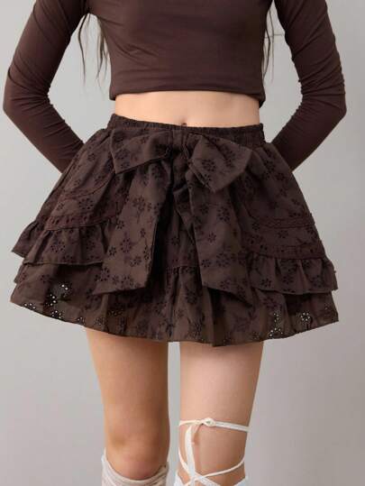 ROMWE Avant Hime Gyaru 可爱森系蝴蝶结装饰女式短裙长裤