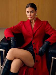 MOTF PREMIUM WOOL BUTTON UP OVERCOAT - Red - View 9