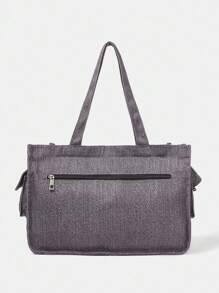 LOONEY TUNES X SHEIN 女士可爱卡通动物图案时尚通勤单肩包 - 深灰色 - 查看 8