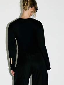 Áo thun tay dài kiểu corset KIZN - màu đen - Xem 2