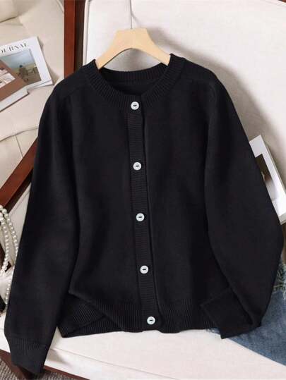 INAWLY Women's Round Neck Long Sleeve Knitted Sweater Regular Cardigan, Autumn/Winter Fall Cloth For Women