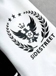 Manfinity Campus Court Casual Fashion Simple Versatile Daily Long Sleeve Men Jackets, Men's Varsity Jacket, Men's Letterman Jacket, Black Varsity Jacket - Multicolor - View 8