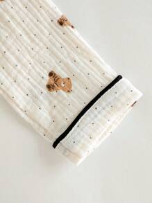 2 st pyjamasset med långärmad topp och byxor i mjuk bomull för babypojkar - Beige - Visa 2