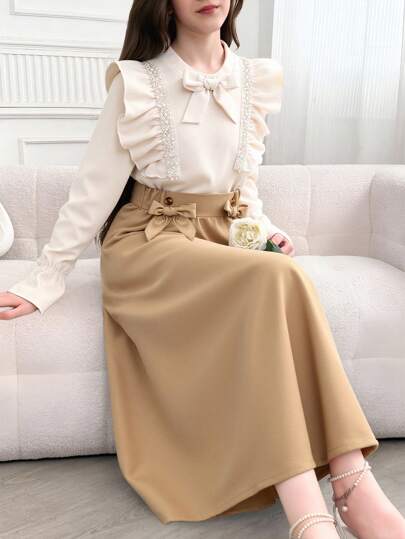 SHEIN مجموعة 2 قطعة من الملابس العصرية والأناقة الكاجوال للفتيات المراهقات