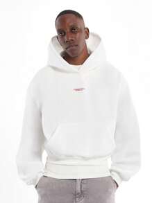 SUMWON Slow Morning Coffee Club Graphic Print Hoodie With Centre Pocket Large Back Design Casual Streetwear Long Sleeve Unisex Daily Wear Pullover - White - View 7