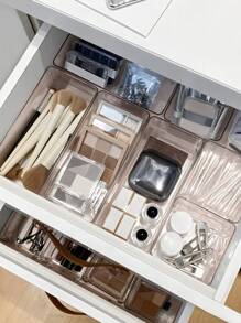 SHEIN Hộp đựng mỹ phẩm để bàn có ngăn kéo, Bộ ngăn kéo bằng nhựa trong suốt kết hợp 2PCS/6PCS, Hộp đựng đồ trang điểm trong suốt, Hộp đựng đồ tinh tế, Ngăn kéo bàn làm việc có ngăn chia và hộp đựng đồ trang điểm, đồ trang sức, đồ dùng nhà bếp, phòng ngủ, phòng tắm, văn phòng, quà tặng Giáng sinh cho ngày lễ - Hồng - Xem 5