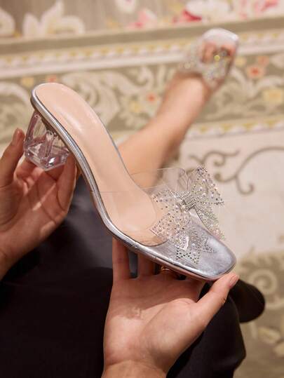 CUCCOO TILAWA 女士时尚水晶高跟玻璃水钻高跟凉鞋，适合外出、宴会和其他活动