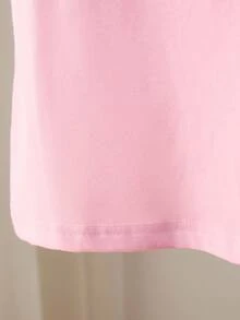 Resyla Áo thun nữ cổ tròn tay ngắn đính hạt hình trái tim cỡ chuẩn - Hồng - Xem 3