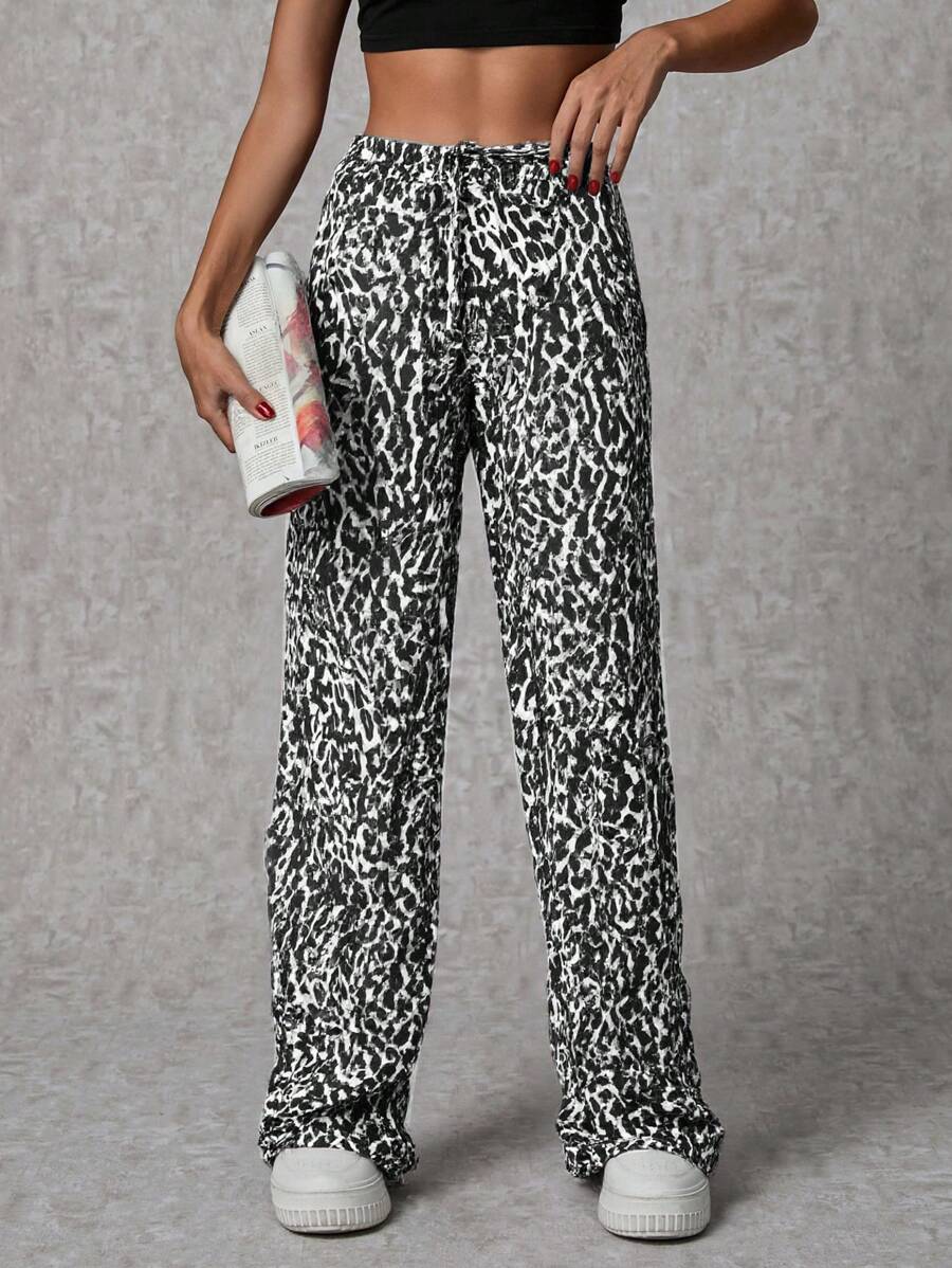 SHEIN Tall سيدات طويلات ذات خصر مطاطي منخفض بتصميم نمر - متعدد الألوان - مشاهدة 1