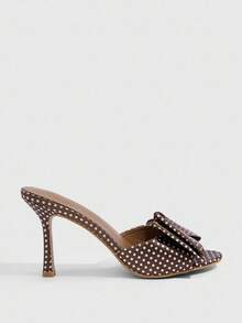 CUCCOO SZL Giày cao gót mũi nhọn chấm bi thanh lịch trang trọng - màu nâu - Xem 7