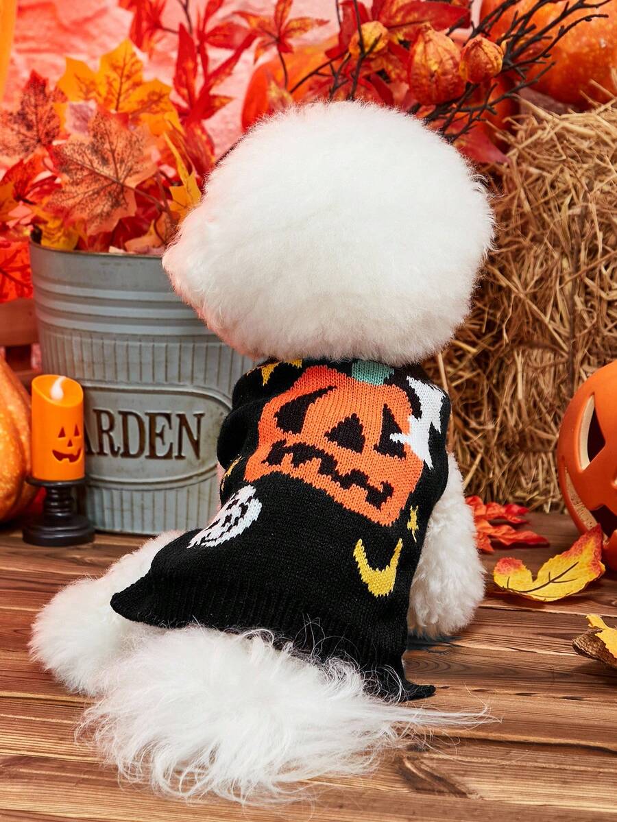 PETSIN 1pc Halloween Black Funny Cute Ghost Face Cat Dog Comfortable Sweater