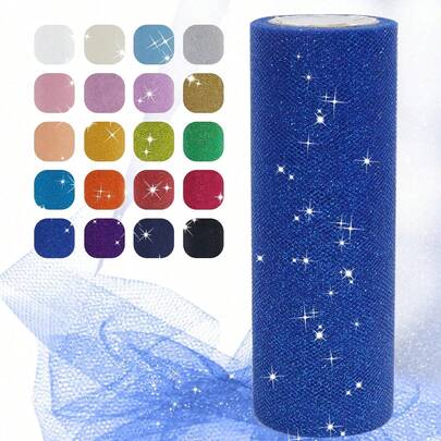 10 yardas de 15cm de rollo de tul con lentejuelas brillantes, malla de tul con lentejuelas, tul organza para decoración de mesa de boda