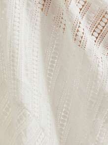 GENKIRA Fashionable & Elegant Fringed Crochet Fabric Square Collar Short Sleeve Dress, Early Autumn - White - View 5