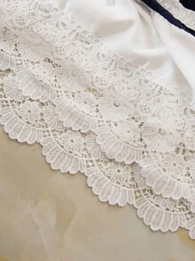 Rosumi 休闲时尚百搭宽松蕾丝拼接女式大码 T 恤，夏季 - 彩色 - 查看 6