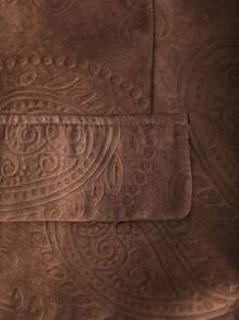 Juhart Blazer Vintage Marrom com Estampa Botânica em Relevo para Mulheres Plus Size - Castanho - Visão 8