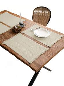1PC  Boho Table Runner Macrame Table Runners For Home Decor ,Macrame Table Runner With Tassels For Boho Dining Bedroom Decor Rustic Bridal Shower,Farmhouse Rustic Table Runner,Place Mat,Thanksgiving Christmas Home Decor (Multiple Sizes Available) - White - View 3