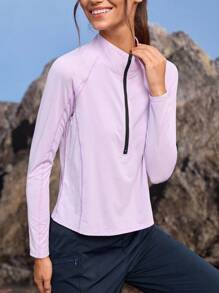 In My Nature Damska koszulka z długim rękawem i zamkiem błyskawicznym, do noszenia na zewnątrz