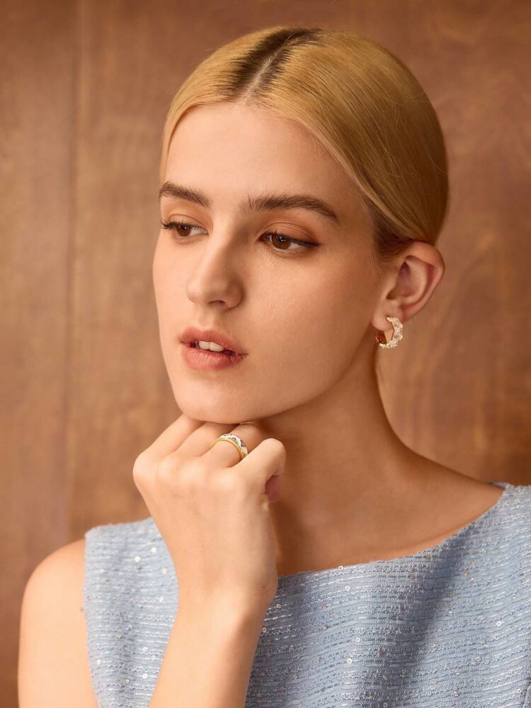 18K GOLD PLATED MICRO-INLAID ZIRCONIA RING