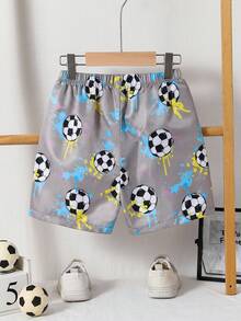 Young Boys' Casual Loose Vacation Style Football Graphic Swim Trunks