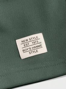 Manfinity VCAY Men Letter Patched Drawstring Waist Shorts - Army Green - View 4