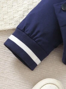 SHEIN 男童休闲刺绣细节保暖外套，返校季时尚穿搭，适合秋冬季节 - 彩色 - 查看 8