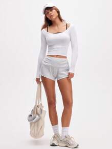 Eassivo Eassivo Women's Grey Activewear Shorts,Women Gym Shorts, Grey Workout Shorts - Grey - View 6