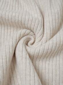 Elenzga Lace Trim Patchwork Knit Sweater, Women V-Neck Slim Fit Base Layer Pullover, Elegant & Sweet, Autumn/Winter Fall Cloth For Women - Khaki - View 3