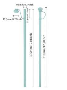 1pc Replacement 12 Inch Long Silicone Straw With Straw Cover,Compatible With 40 Oz 30 Oz Cup Tumbler,Reusable Silicone Straw