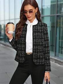 Editum 女士秋冬立领长袖夹克秋季服装秋季夹克 - 黑色 - 查看 6