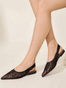 CUCCOO CHICEST Women's Fashion Black Lace Material Side Elegant Bow Slip-On Pointed Toe Comfortable Flat Shoes, Suitable For Commuting, Dating, Party, Holiday, Valentine's Day Elegant Shoes Wedding Shoes Summer Shoes Bride Shoes - Black - View 6