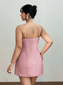 Viva Relle Plus Size Women's Sexy Party Bow Strap Dress - Pink - View 5