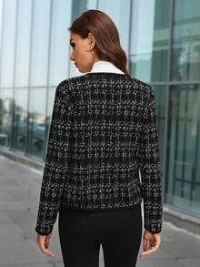 Editum 女士秋冬立领长袖夹克秋季服装秋季夹克 - 黑色 - 查看 2