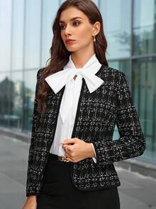 Editum 女士秋冬立领长袖夹克秋季服装秋季夹克 - 黑色 - 查看 3