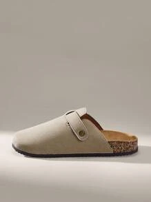 Solecia 男士休闲绒面革一脚蹬穆勒拖鞋 - 杏色 - 查看 4