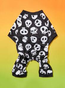 PETSIN Monos de esqueleto negro para mascotas en Halloween