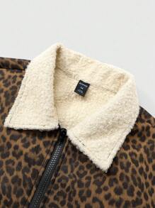 ROMWE MEN Street Life 男士街头美式豹纹字母贴片仿羊毛背心 - 藍色 - 查看 3